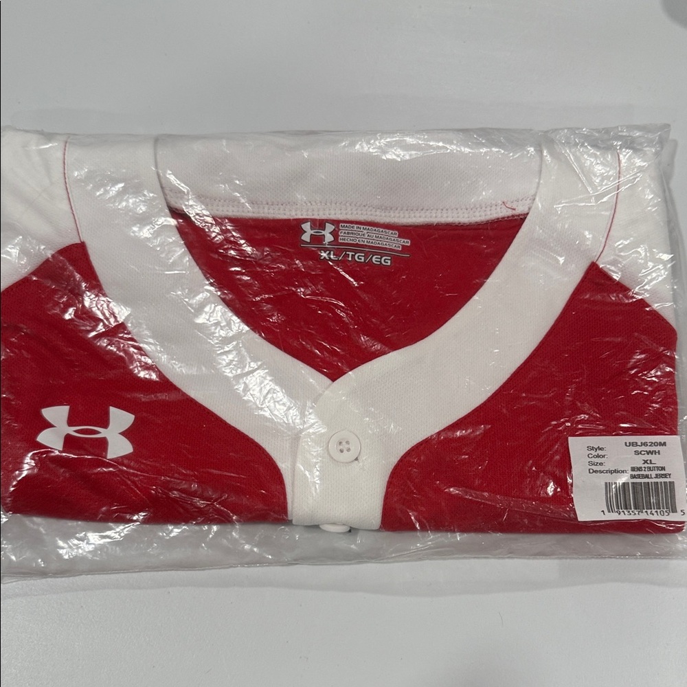 Under Armour Red and White Sports Jersey